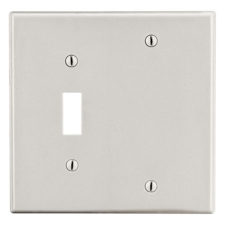 HUBBELL WIRING DEVICE-KELLEMS Wallplate, Mid-Size 2-Gang, 1) Toggle 1) Box Mount Blank, Light Almond PJ113LA